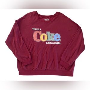 Coca Cola Burgundy Sweatshirt with Colorful Logo